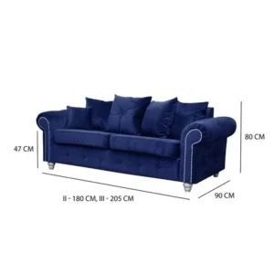 Ashwin Plush Velvet 3+2 Seater Sofa Set - Image 4