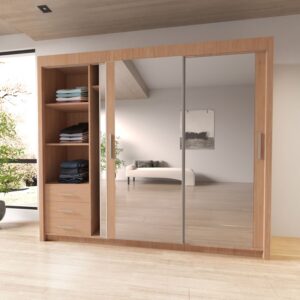 Sliding Mirrored Door Wardrobe - Milan - Image 2